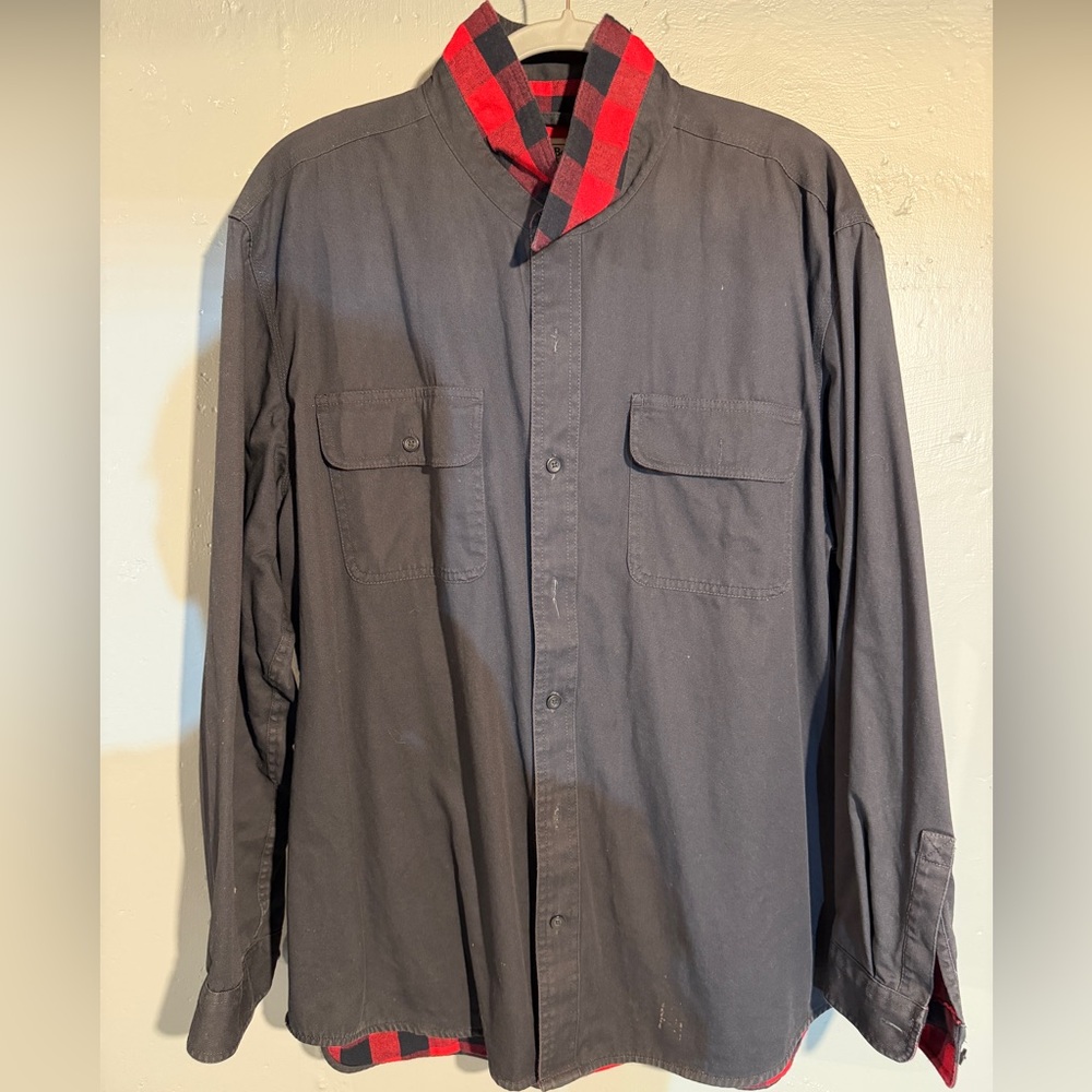 L.L.Bean Black Shirt with Red Plaid Lining